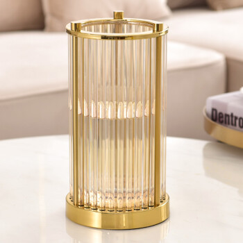 美式轻奢花瓶摆件现代客厅玄关电视柜鹿工艺品酒柜家居装饰品大号水晶柱花瓶（不可装水）	